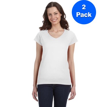 Gildan T-Shirt Ajusté à Col en V pour Femmes SoftStyle - G64VL (Lot de 2)