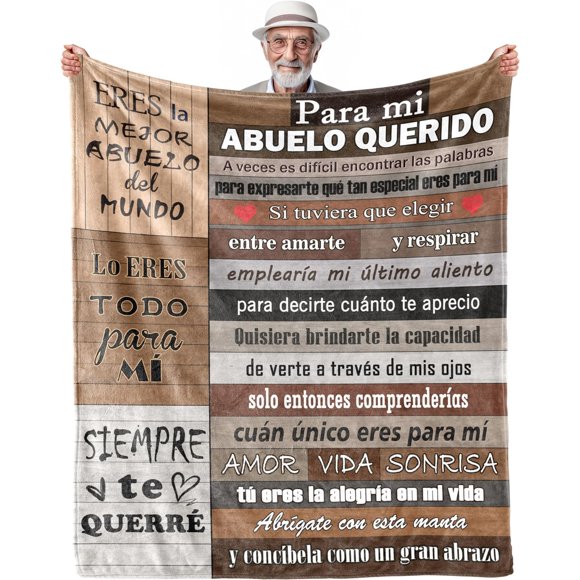 XZYG Cadeaux Abuelo Cadeaux pour Grand-Papa Abuelo Couverture en Espagnol Cadeaux Abuelo Grand-Papa Cadeaux pour Grand-Papa Meilleurs Cadeaux pour Grand-Papa Cadeaux d'Anniversaire pour Grand-Papa (50*60 Pouces)