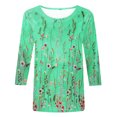 thumbnail image 3 of IROINNID en Solde T-shirt à Manches Longues en Polyester pour Femmes T-shirt Imprimé Confortable Blouse Mi-Longue Col Rond, Vert, 3 of 4