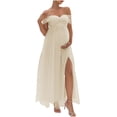 thumbnail image 1 of Robe à Fente Haute, Robe Mode Décontractée Sans Bretelles en Maille à Fente Haute, Robe de Maternité pour Femme, 1 of 7