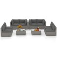 thumbnail image 2 of Costway 10 PCS Outdoor Patio Sectional Sofa Couch PE Rattan Conversation Set Gray, 2 of 10