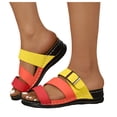 thumbnail image 1 of Mepaouo Womens Slide Sandals Arch Support Low Wedge Summer Beach Shoes Slip on Walking Slippers, 1 of 7