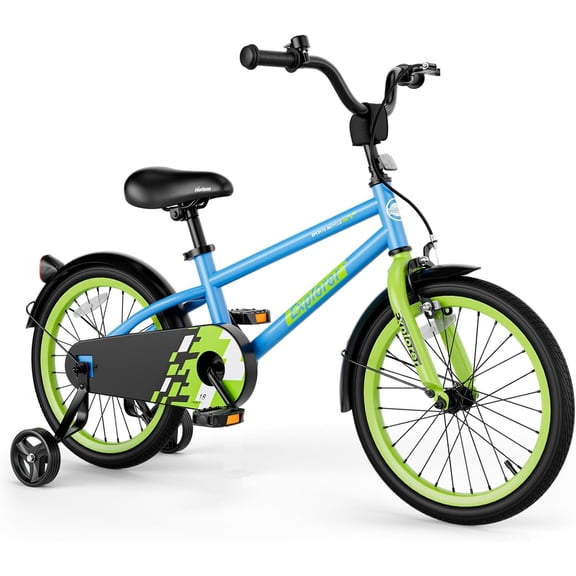 OLAKIDS Vélo pour Enfants, Vélo pour Tout-Petits de 12 14 16 18 Po avec Roues Stabilisatrices, Selle et Guidon Ajustables, Frein à Main et Frein à Rétropédalage, Bicyclette pour Filles et Garçons