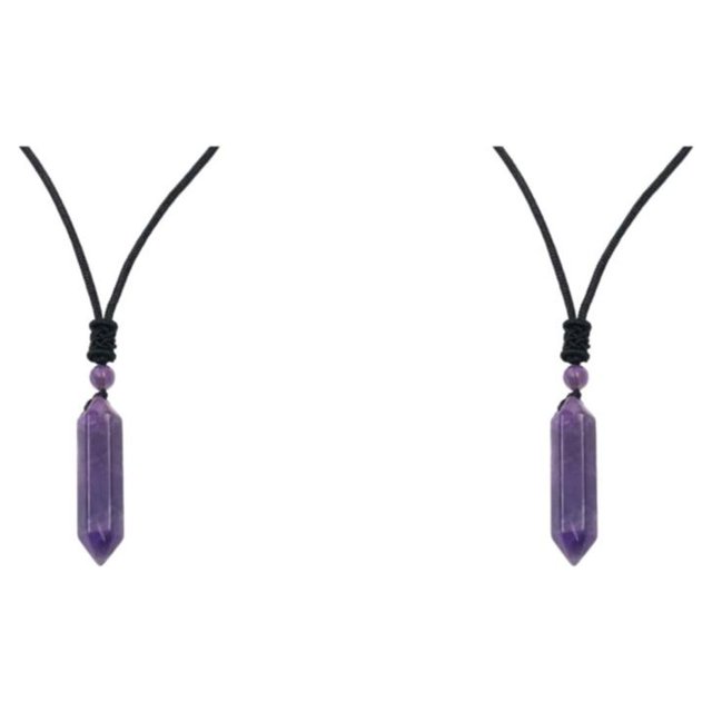Transemion Handmade Clear Quartz Crystal Necklace Energy And Elegance Master StoneAdjustable Amethyst 2Set