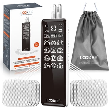 LOOKEE® LK113 Premium LED 4-Channel TENS Unit EMS Massage Muscle Stimulator for Pain Relief Therapy | Electric Pulse Massager | Licenced by Health Canada