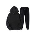 thumbnail image 1 of Innerwin Sweatshirts+Pant Outfits Two Pieces Men Tracksuit Set Sports 2 Pcs Fleece Jogger Sets Black L, 1 of 2