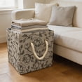 thumbnail image 2 of Hometrends 26 x 26 x 26cm H Foldable Faux lin tissu de stockage Cube Bin avec poignées de corde de coton (Single), 2 of 6