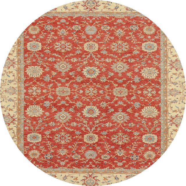 Ahgly Company Tapis d'Intérieur Ronds Abstraits Orientaux Rouges, 3 Pieds Rond