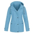 thumbnail image 1 of Veste Femme Femme Imperméable Unie Manteau de Pluie Extérieur Grande Taille Imperméable à Capuche Coupe-Vent Vestes Unies Manteau d'Extérieur Manteaux d'Hiver pour Femmes en Liquidation, 1 of 4