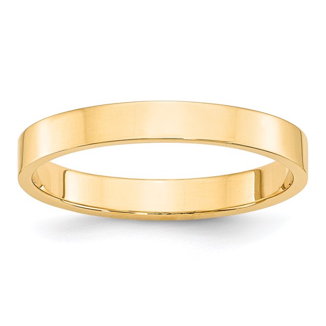 Bande Plate Légère en Or Jaune 14K 3mm Taille 8