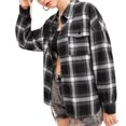 thumbnail image 2 of Women Plaid Flannel Shirt Jacket Button Down Lapel Long Sleeve Shirts Blouse Shacket Cardigan Coats Fall Spring Clothes, 2 of 6