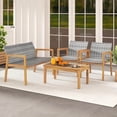 thumbnail image 4 of Costway 4 PCS Outdoor Furniture Set, Acacia Wood Frame Sofa Set with Rattan Seat, 4 of 10