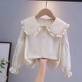thumbnail image 2 of Timegard Girls Clothes 3-14 Years Kids Cute Stand Collar Shirts Lightweight Ruffle Comfy Tops Trendy, 2 of 3