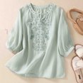 thumbnail image 2 of Birdeem Chemise Ample à Col en V Imprimée pour Femmes avec Manches Trois Quarts, 2 of 12