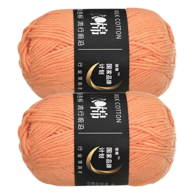 Unique Bargains Fil Acrylique Orange Pâle, Lot de 2 Écheveaux de 50 g
