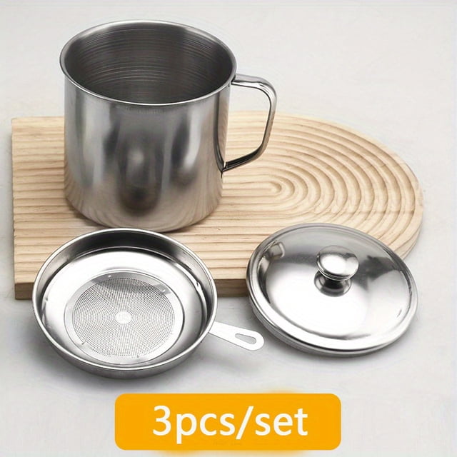 CNKOO 1Ensemble Ensemble de Filtres à Café Réutilisables en Acier Inoxydable Infuseur à Thé Passoire Pot de Rangement pour Huile de Cuisine Bacon Contenant à Gras Accessoire de Cafetière ZZZ