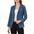 thumbnail image 1 of INSPIRE Chic Blazer en Jean pour Femmes, Revers, Col à Encoche, Manches Longues, Vestes en Denim, S Bleu Denim, 1 of 7