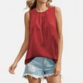 thumbnail image 2 of Timegard Camisoles pour Femmes Froncées à Col Rond Sans Manches avec Boutons au Dos T-Shirt d'Été Décontracté Léger, 2 of 3