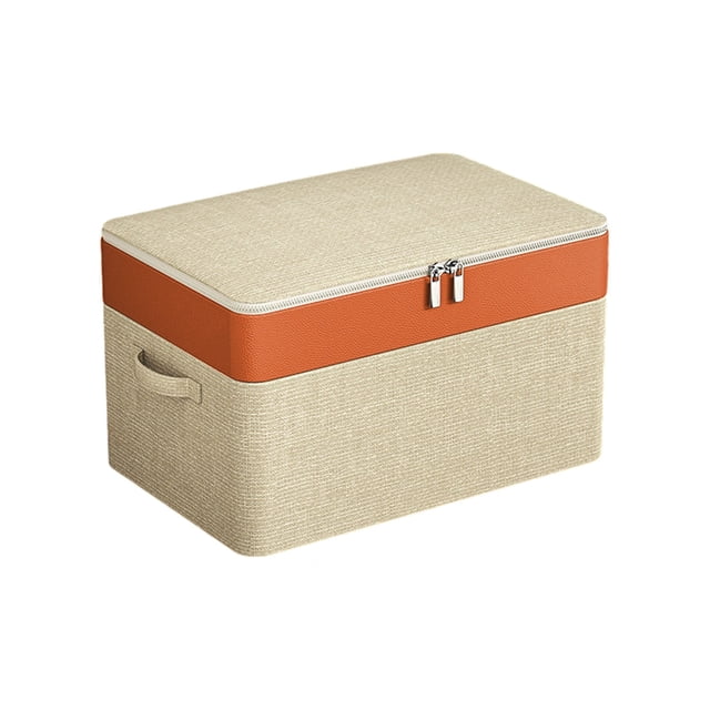 Double Layer Zipper Storage Bag, Large Capacity Clothes & Quilt Organizer, Portable Wardrobe Box with Reinforced Handle, Beige, 1-Pack