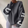 thumbnail image 1 of Chandail à Capuchon Chemises pour Femmes à Manches Longues Décontracté Lettre Col Rond Chandail en Molleton Pull Tunique Ample Tenue de Plage pour Femmes en Solde, 1 of 6