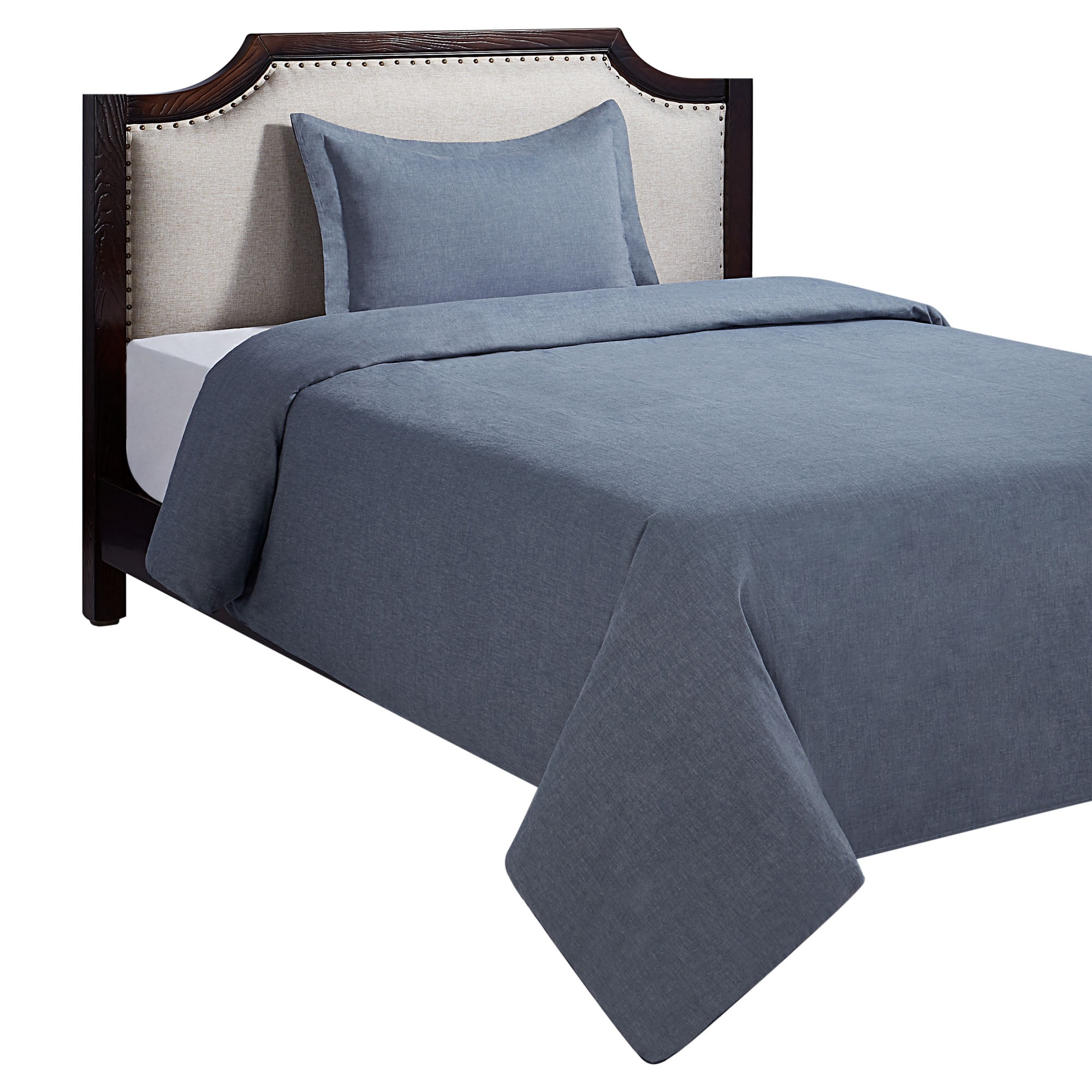 HOMETRENDS 3-Piece Blue Chambray Duvet Cover Set, King