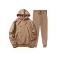 thumbnail image 1 of Daeful Mens Hoodies And Sweatpant Set Solid Color 2 Piece Hoodie Gym Hooded Warm Tracksuit Camel M, 1 of 2