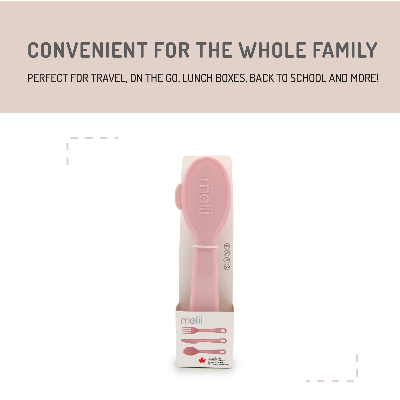 Melii Spoon, Fork, Knife with Case Blush