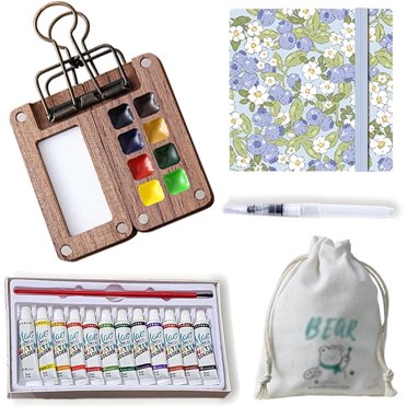 Tobios Watercolor Set, Tobios Travel Water Color Kit, Nano Palette Water Painting with Mini Paper Booklet and Paint, Portable Detachable Pocket Artist Watercolor Travel DIY Kit (8 Gride-A)