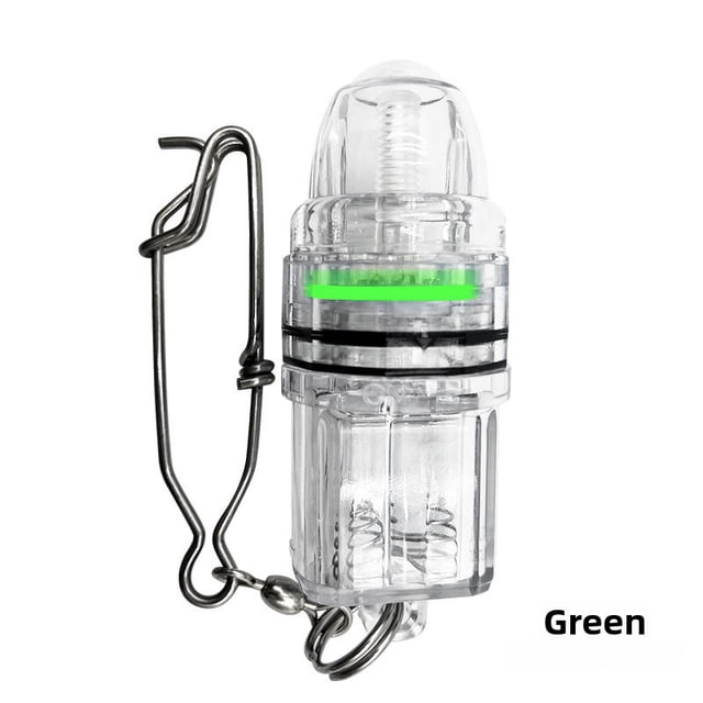 Green LED Underwater Fishing Light with Hanging Clip - Deep-Sea Submersible Flashing Bait Lamp for Night Angling, Waterproof, Durable Fish Attractor Accessory, Easy-to-Use Gear for Enhanced Catch