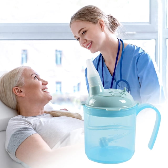 JZCHUNTOY Gobelet Multifonction pour Patient Alité, Gobelet de Soins Anti-Fuite et Anti-Déversement, Gobelet d'Allaitement à Conception Inclinée, Gobelet d'Alimentation à Prise Facile pour Personnes Âgées et Handicapées, Soins à Domicile