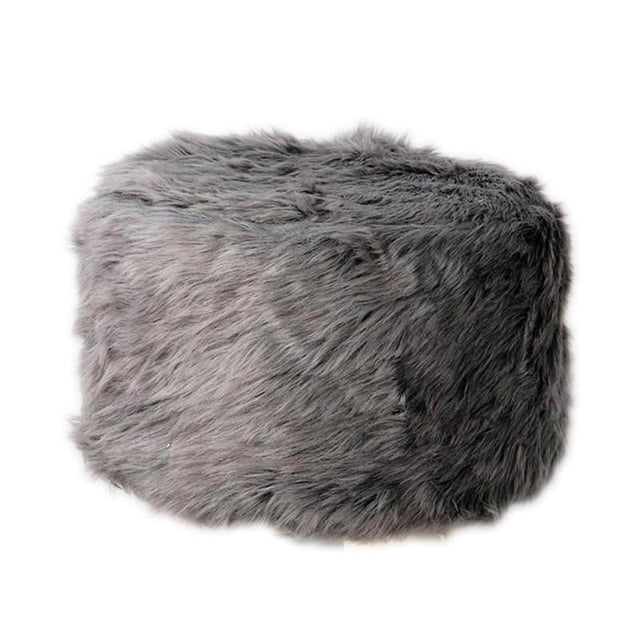 Stool Slipcover Upholstered Padded Pouf Furry Cover Home Supplies Grey