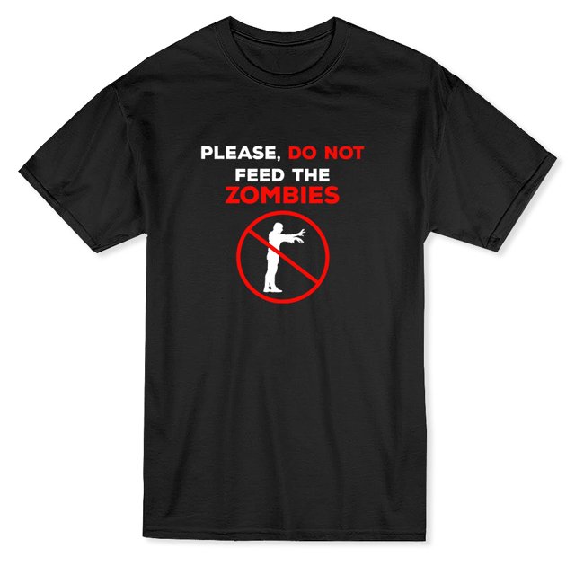 Do Not Feed The Zombies Design Men's Black T-shirt