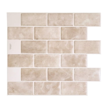 SMART TILES Peel and Stick Backsplash - 10 Sheets of 10.95" x 9.70" - 3D Adhesive Peel and Stick Tile Backsplash for Kitchen, Bathroom, Wall Tile