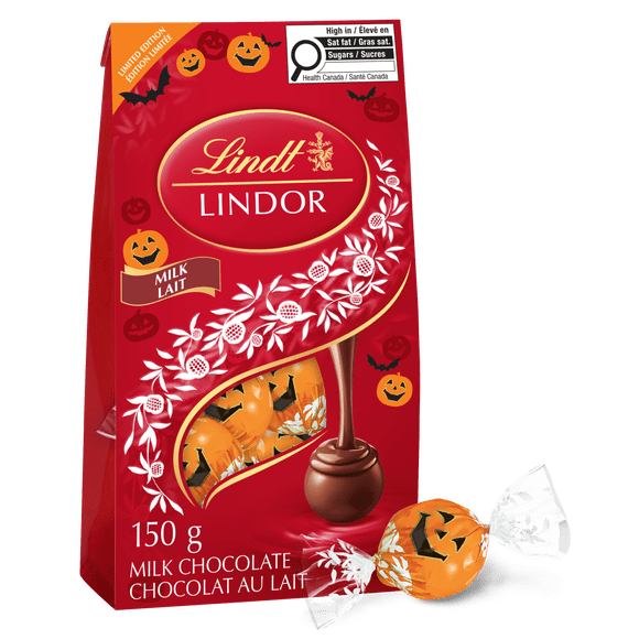 Lindt LINDOR Pumpkin Milk Chocolate Truffles Bag, 150g