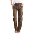 thumbnail image 2 of Plus Size Solid Straight Leg Pants for Women High Waist Comfortable Elastic Drawstring Casual Trousers, 2 of 5