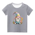 thumbnail image 1 of Penkiiy T-Shirts de Pâques pour Enfants Garçons Filles Mode Mignon Nain de Pâques Imprimé Col Rond Manches Courtes 11 Ans Gris, 1 of 4