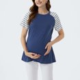thumbnail image 3 of Tranfacy Chemises de Maternité, Hauts de Grossesse à Manches Courtes pour Femmes, Chemise d'Allaitement Rayée à Manches Courtes à Col Rond Haut de Maternité à Blocs de Couleur, 3 of 3