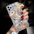 thumbnail image 2 of Case Compatible with iPhone 13 Pro Max Women Luxury Shiny Rhinestone Diamond Crystal Pearl Pendant Pumpkin Car Flower Soft Protective Anti-Fall Case, 2 of 5