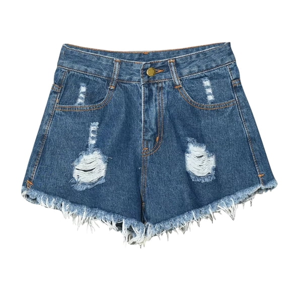 aohooy Women's Plus Size High Waisted Ripped Denim Shorts, Raw Hem Stretchy Jean Shorts, Y2K Concert Booty Shorts for Teen Girls Dark Blue,XXXXXL