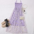 thumbnail image 1 of PENGXIANG Daisy Robe en Maille Imprimé Fleur Deux Couches Spaghetti Sangle Vacances Midi Robe Plage Vestidos Été, 1 of 5