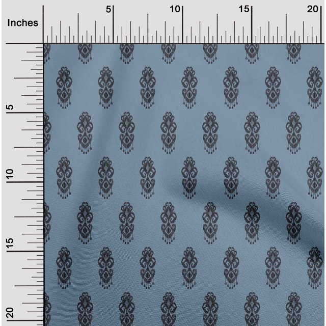 oneOone Tissu Popeline de Coton Imprimé Ethnique Ikat BTY 56 Pouces de Large