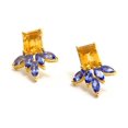 thumbnail image 1 of Natural Citrine Earrings-14k Gold Designer Exclusive Floral Design Stud Earrings, 1 of 6