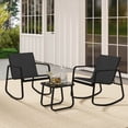 thumbnail image 4 of Costway 3 Piece Patio Rocking Set 2 Rocking Bistro Chairs & Glass-Top Table for Porch, 4 of 10