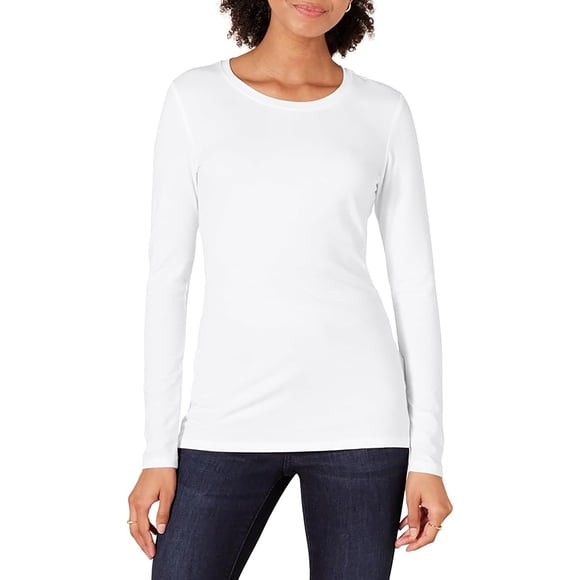 2025 Women's Classic Fit Long Shirts Women for Sleeve Crew Neck Solid Mock Turtle Neck Ladies Color Long Sleeved Base Cotton Spandex Womens Shirts T