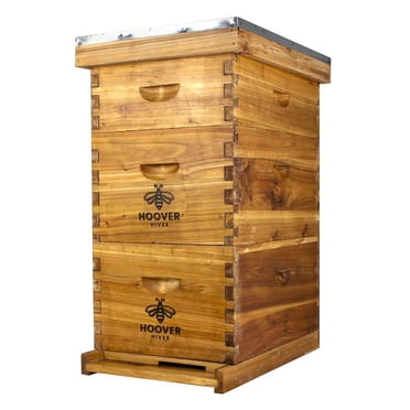 Hoover Hives Complete 8-Frame Beehive Kit – Wax-Coated Fir Wood, Includes 2 Deep Brood Boxes, 1 Medium Super, Langstroth Frames & CellTech Foundations – Durable, Weather-Resistant Beekeeping Supplies