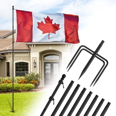 FIASON 1 Pack 10 FT Black Flag Pole,Stainless Steel Tangle Free Heavy Duty with 5 Pronges Base for Outside House Ground,Commercial Flagpole Kit or Garden Flag Pole Holder,Without Flag