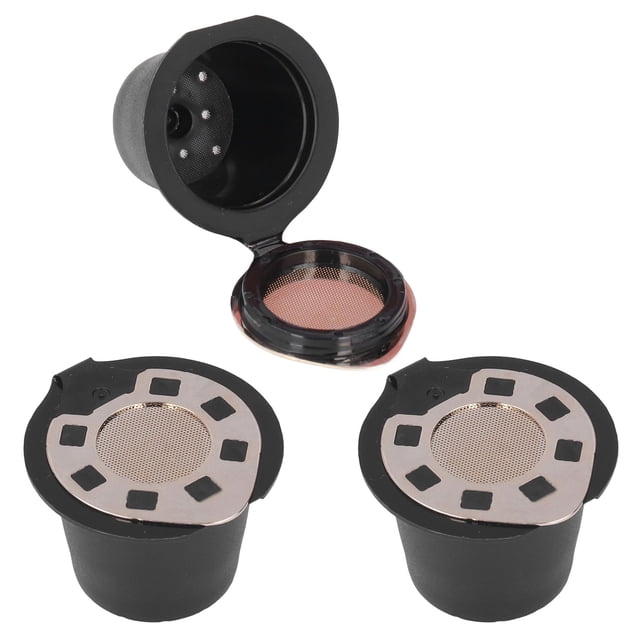 Stainless Steel Refillable Coffee Pods Cup Spoon Brush for Premium Material Large Capacity Cup