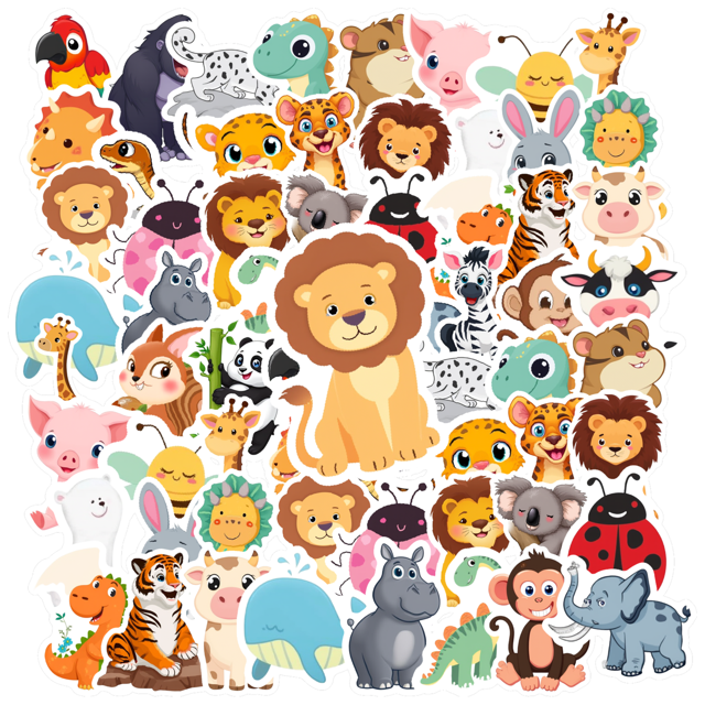 YEZDIX Animal Wildlife Cartoon Waterproof Stickers for Laptops Notebooks