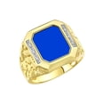 thumbnail image 3 of RYLOS Men's Rings 14K White Gold Ring With Diamonds and Blue Quartz Set in Designer Nugget Style Rings For Men Size 13, 3 of 8