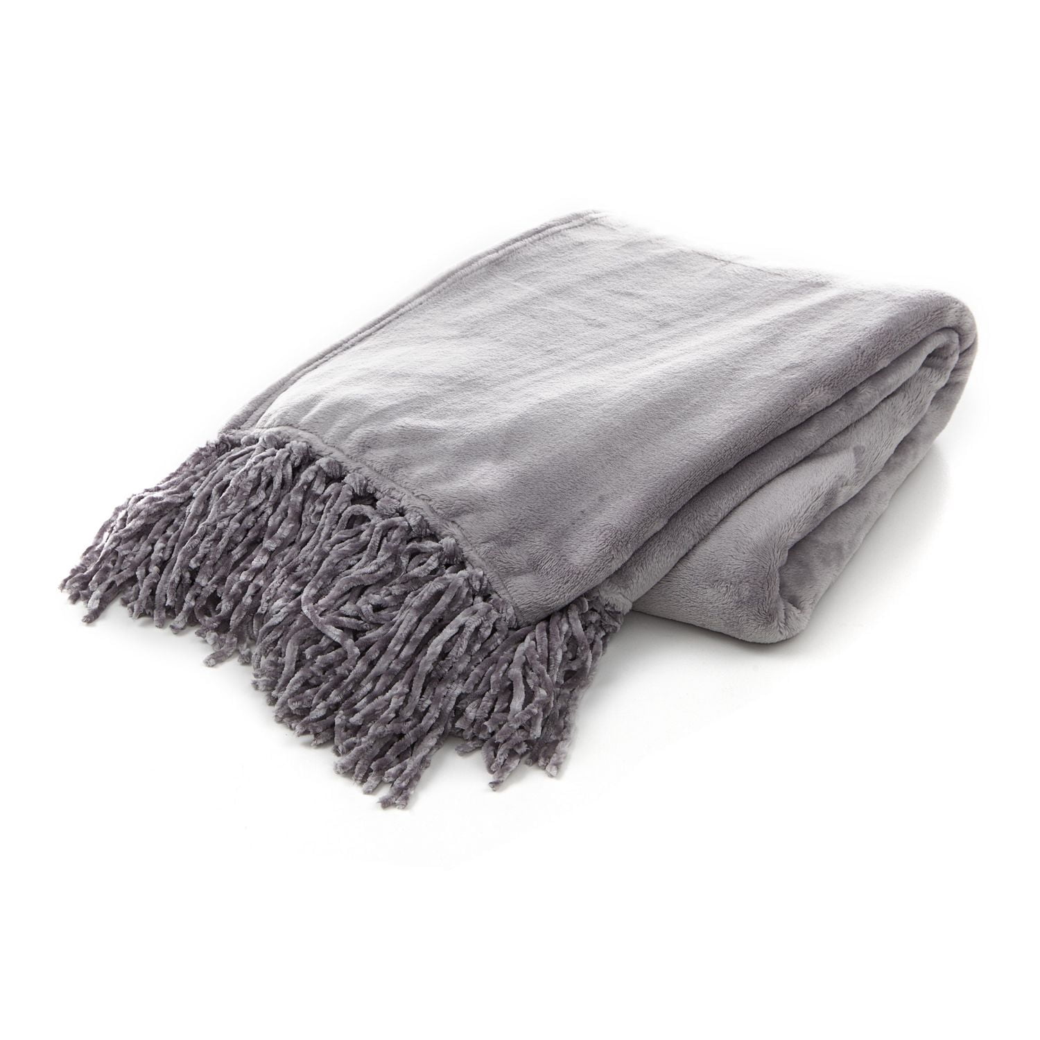 Gouchee Home Plush Throw Blanket – Silver Ultra-Soft Decorative Couch & Bed Throw with Tassels